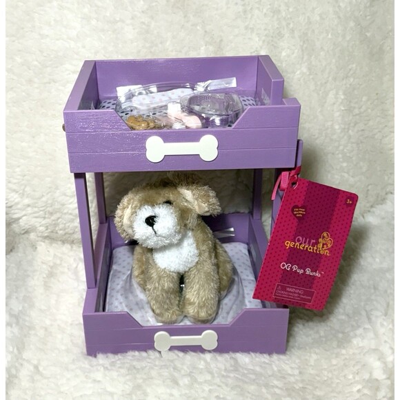 Our Generation Pup Bunks Pet Dog Plush & Bunk Bed Home Furniture Accessory Set - Picture 2 of 5